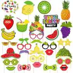 Zyozique 30 Pieces Frutti Photo Booth Props, Frutti Selfie Props Include Watermelon, Strawberry Grape Photo Props For Fruit Party Hawaiian Tropical Pa