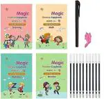 SCENTY HOTSTICK Magic Drawing Practice Copybook (4 Books,10 Refill), Number Tracing Book for Preschoolers with Pen, Magic Calligraphy Copybook Set Practical Reusable Writing Tool Simple