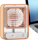 COSYSMART Small Personal Desk Fan with Mist Spray, LED Night Light, Electric Battery Operated Water Misting Fan, USB Rechargeable Portable Quiet Mini Desktop Table Cooling Fan for Office, Camping, Indoor, Outdoor