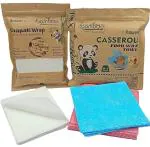 BAMBOO WIPES| Reusable Roti wrap,Combo of 1 Pack Roti Wrap 25Napkins 1 Pack of Colored Caserrole Food Wrap 12 Sheets