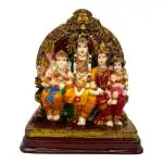 DECOR CULTURE (Shiv Ji Parivar With Parvati Maa Bal Ganesha & Kartik Ji) statue/Idol/Figurine/Murti Made of (Composite Marble & Oxiidised Colors) for Home/Temple/office/Car/Mandir - (15x13x8 Cms)