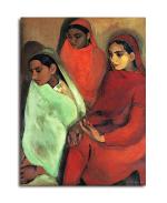 Tamatina Multicolor Amrita Sher Gil Unframed Storyteller Art Canvas Painting - 13X10 Inch