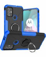 A ACCESSORIES KART Moto G30 Blue Polycarbonate Back Cover with Kick Stand