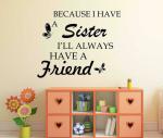 Lanstick Vinyl Multicolor Sister Quotes Self Adhesive Wall Sticker 24 inch