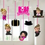 Zyozique Boss Baby Girl Birthday Ceiling Hanging - Baby Shower Birthday Decorations Supplies (Pack of 8)