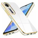 Mr Case 6D Chrome Back Cover Case For Oppo A17k | ( Gold Plated Frame | Glossy Backside -White )