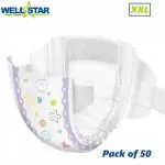 Wellstar Super Soft Baby Diaper (Open Tape) with High Absorb Technology Extra Extra Large (50 Units)