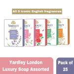 Yardley London Luxury Soap - All 5 iconic English fragrances Assorted - 100g - Pack of 25