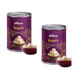 gaUganga 1 KG RASGULLA (500-Gram Each Pack of 2 )Open & Eat Rasgulla Tin, 8 Pieces per Can, Mouth-Watering Indian Mithai|India Sweet|Taste of festival|