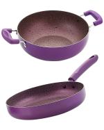 NIRLON Purple Regal Purple Aluminium Non-Stick Induction Base Pots and Pan Set, 2 pcs