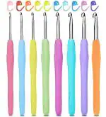 Trexee 8 Pcs Crochet Hooks Set Aluminium Soft Grip Rubber Handle Needles with 10 Crochet Locking Hooks Sewing Tools (2.5mm/3mm/3.5mm/4mm/4.5mm/5mm /5.5mm/6mm)