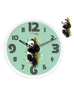 Random 12-Inch Gaint Panda Wall Clock with 1 Panda Shape Plaque (Quartz Movement, White Frame)