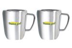 Home-Pro Silver Stainless Steel Double Walled Glossy Coffee Mug Jumbo 300ml (Pack of 2)