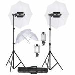 PICPRO Porta Kit - Pair of 9ft Light Stands with Pair of 1000W Halogen Porta Lights & Pair of Photography Umbrella in Carry Bag for Studio Setup (Porta Kit LS9-H)