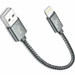 Wayona Nylon Braided USB to Lightning Fast Charging and Data Sync Cable Compatible for iPhone 13, 12,11, X, 8, 7, 6, 5, iPad Air, Pro, Mini (0.25M, Grey)