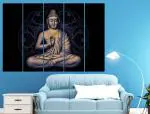 KYARA ARTS Multiple Frames Beautiful buddha Wall Painting for Living Room Home decor, Bedroom, Office, Hotels, Drawing Room Wooden Framed Digital Painting (50inch x 30inch)88