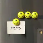 Kunya Colorful Clear Refrigerator Magnets Round Notice Board Pinup Magnet for Whiteboard, Refrigerator, Map and Calendar, (Yellow-Smiley Magnet)