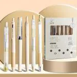 SAMVARDHAN Pastel Gel Pens Highlighter Set 5 PCS, School Supplies Retractable 0.5mm Fine Point Blue Ink Pens with 1 Highlighter for School Writing Planner (Off White)