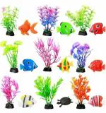 Vayinato Multi Color Plastic Aquarium Fish Tank Decorative Artificial 4 Inch Small Plants And Random