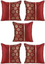 RkSonss Orange Dupion Silk Cushions Cover (40.6 x40.6 cm) (Pack Of 5)
