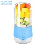 ZURU BUNCH USB Rechargeable Mini Fruit Juicer Blender for Home Office Outdoor, Juice, and Shakes with 4 Blades, Mini Portable and Rechargeable Juice Maker, Blender Mixer (Blue)
