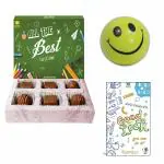 BOGATCHI Exam Day Gift, EXAM Special Chocolates, EXAM Gift Hamper, Exam wishes- All the Best, Good Luck Box, Dark Chocolate for Exams, 6 pcs + FREE Fruit Shape Erasers (4pcs) + FREE Exam Wishes Greeting Card