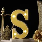 SATYAM KRAFT Marquee Alphabet Shaped Led Light - Asthetic Decorations Letter Light for Romantic Gift, Bedroom, Table, Home Decoration, Night Light Lamp (Golden, 1 Piece) (design s)