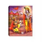 SHASWAT ART Shree Krishna with Arjun mahabharat Canvas Painting with Wooden Box Frame for Living Room, Bed Room, Office, Hotels (46cm x 61cm)