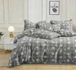 NEELA COTTON MILLS (P) LTD. Rich Cotton Gemoatrical Print 125 GSM Grey Colour Premium Double Bedsheet & 2 Pilliow