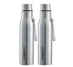 Snapple Sports Summer Cool Stainless Steel Fridge/Gym/Home/Office Sipper Water Bottle 1000 ml Bottle (Pack of 2, Silver, Steel) ISI