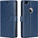 Tingtong Flip Cover Back Case for Apple iPhone 5C | Leather Finish | Inbuilt Stand & Pockets | Wallet Style Flip Back Case Cover for Apple iPhone 5C (Blue)