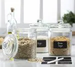 2 pc Canister Set for Kitchen Counter-Glass Cookie Jars with Airtight Lids -Food Storage Containers