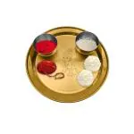 Shri & Sam Kanha Gold Stainless Steel Pooja Thali Set 3 pcs