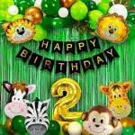 AT Presents Second /2nd Jungle theme Birthday Decoration Combo / Kit / Pack / Set. A Perfect combination to make your Occasion Memorable for Life time (Set of 52)