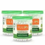 Tulips Buds Ear Cleaning Buds Wooden Cotton Swabs Eco Friendly Ear Swabs for Removing Ear Wax, Baby Care, Art & Craft etc. 100% Pure Cotton Buds (Pack of 100 Buds Each Box)