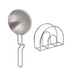 First Front Aluminium Tadka Pan With Stainless Steel Napkin Holder and (Multicolour, Pack of 2)