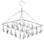 HIRDAY Stainless Steel Square Cloth Dryer/Clothes Drying Stand/Hanger with Clips | Baby Cloth Hanger (Includes 25 Clips)