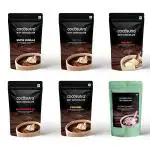 COCOSUTRA Hot Chocolate Mix Combo | Swiss Vanilla, Mexican Spiced, Mocha, Caramel, Peppermint & Hazelnut Flavoured | Pack of 6 (Each 100 g) 600 g | Vegan Drinking Chocolate | Enjoy hot or cold