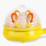JASANI Electric Multipurpose Single Layer Handle Egg Boiler with Non Stick Fry Pan for Omelette Maker and Other Egg Variety Multi Functional Electronic 2 in 1 Single Layer Egg Boiler Steamer Cooker with Handle and Capacity of 7 Eggs