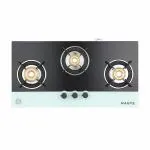 Haute Kitchen Evoque Series Black & White 3 Burner Cooktop | Manual Ignition Gas Stove
