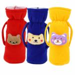 Lala Maneet Soft Plush Stretchable Baby Feeding Handle Bottle Cover with Attractive Cartoon Design & Easy to Hold Strap for Newborn Babies, Suitable for 125-250 ML Bottle (Red::Blue::Yellow, Pack Of:-3)