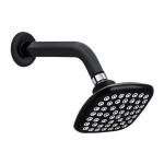 Rocio Square Shower Head for Bathroom with 9 Inch Shower Arm and Wall Flange, Wall Mount Premium Polished Arm, Showerhead and Silicon Nozzel, 4 x 4 Inch (Black & White)