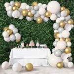 RG Accessories Gold, Grey, White Rubber Printed Balloon Garland For Birthday, Baby Shower, Wedding Balloon (Pack Of 62)
