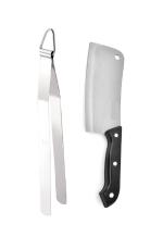 Urban Buy Stainless Steel Roti Chimta Tong With Stainless Steel Black Handle Meat Chapper and Multicolour, Pack of 2