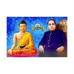 SHASWAT ART Babasaheb Ambedkar and Buddha Painting Sparkle Coated Self Adhesive Wallpaper Without Frame Digital Reprint 24 inch x 36 inch Painting