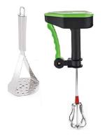 URBAN BUY Stainless Steel Potato Masher With Stainless Steel Hand Blender and Multicolour, Pack of 2
