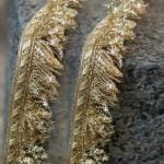 LACESNMORE Golden Fringes Kiran Dupatta jhalar lace, Crush Frill lace for dupattas, Bridal Lehenga, Fancy Border Lace, khichdi jhalar Border Lace (palmet Gold) (9 Meter)