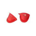 HAZEL Silicone Pinch Grip Mitts Microwave Oven Heat Resistant Gripper Kitchen Pot Holder, Red