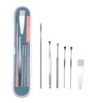 CRENTILA 6 Pcs Ear Cleaner Tool Kit with a Storage Box Ear Wax Removal Curette Kit, Ear Cleaning Tool Set, Stainless Steel Ear Wax Remover Tool, Ear Pick Cleaning Set, Ear Wax Health Care Tool Set