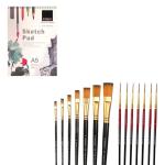 KAMAL 140 GSM Multicolor A5 Sketch Pad and Brushes